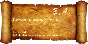 Berda Annamária névjegykártya